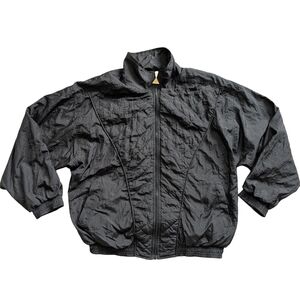 Casual Isle Black Vintage Lightweight Nylon Zip-Up Windbreaker Jacket Medium